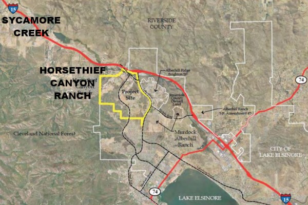 8,244 HOMES: The Lake Elsinore Planning Commission at its Feb. 16 meeting could approve plans for Alberhill Villages, outlined in yellow.