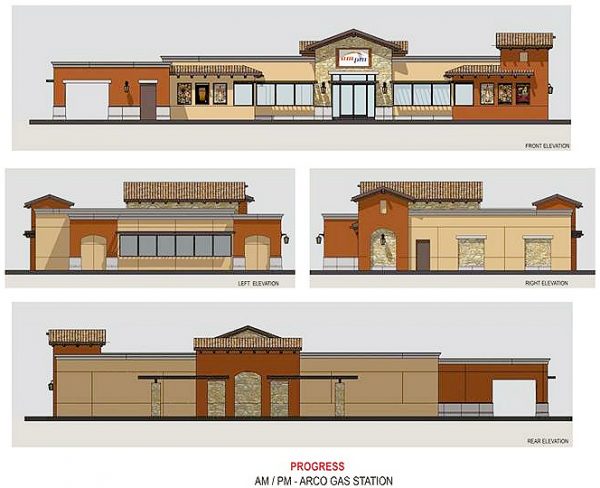 SERVICE STATION/CONVENIENCE STORE: An artist's rendering of the ARCO ampm proposed for construction at the northwest corner of Indian Truck Trail and Temescal Canyon Road.